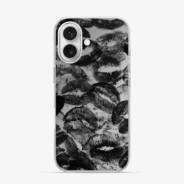Black Lips Pattern iPhone 16 Case